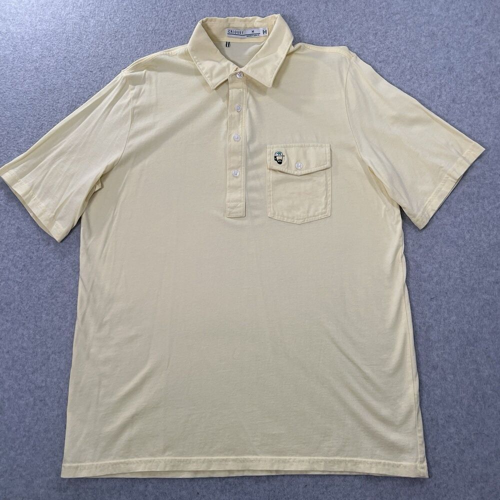 Criquet Polo Shirt Mens M yellow Pima Cotton Pocket Made Peru Luke Wilson